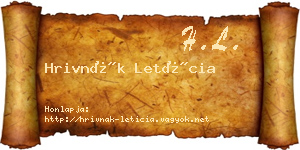 Hrivnák Letícia névjegykártya